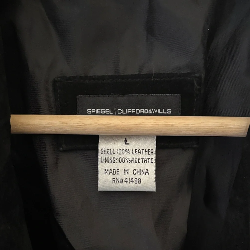 Black Suede Women's Jacket with Crochet detail - Picture 6 of 8